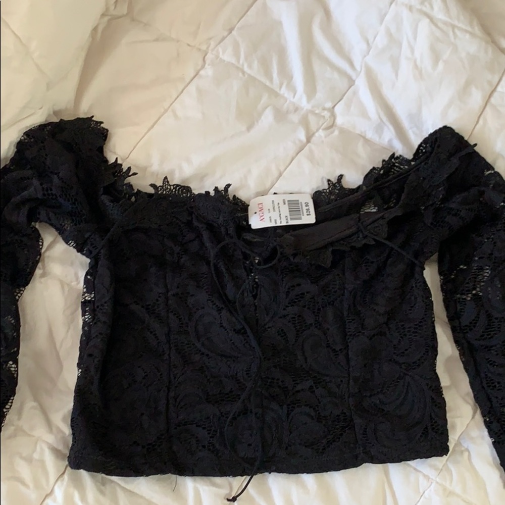 off the shoulder lace top